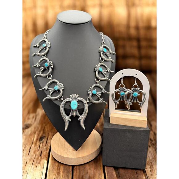 Tufa Cast Squash Blossom Necklace & Earrings SetByBillah & Cayatineto